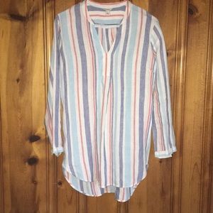 LL Bean striped women’s linen tunic size S